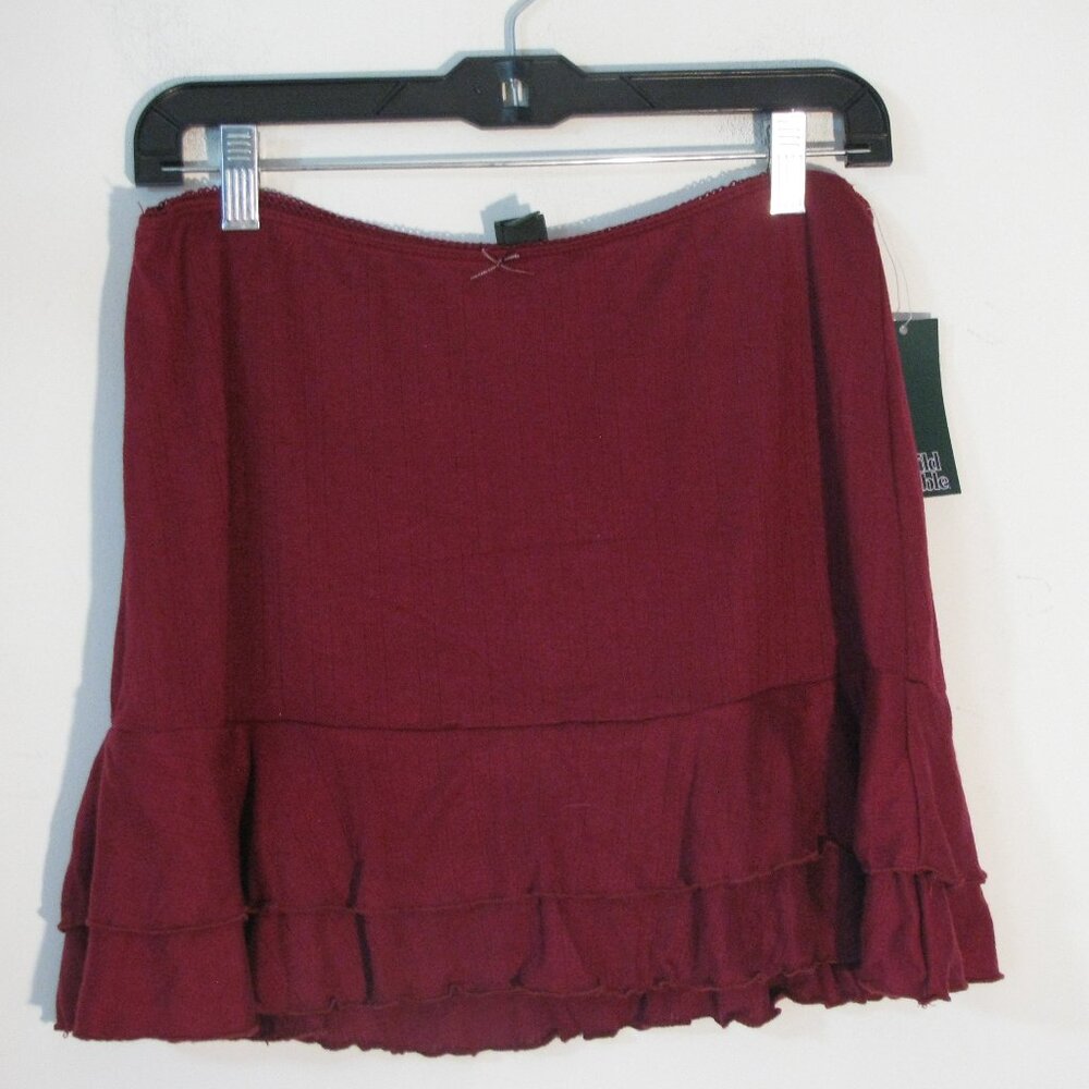 * Wild Fable Burgundy Mini Skirt Medium NWT $20 Ruffled Hem Attached Shorts
